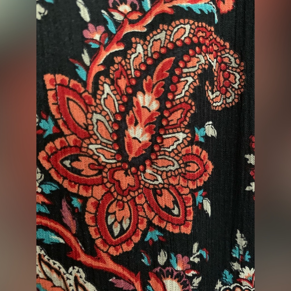 FINAL PRICE NWT Banana Republic SILK Maxi Dress Black/Green/Red/Cream Paisley L - Picture 13 of 16